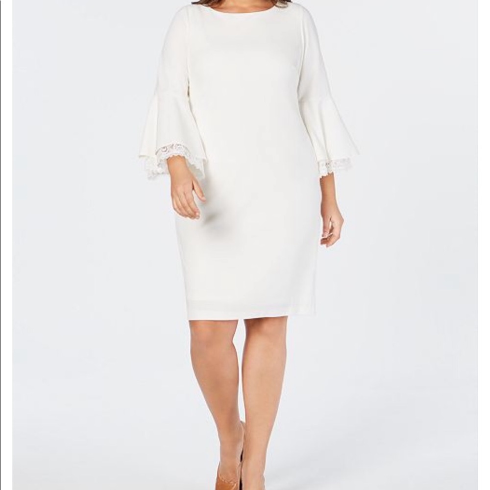 Calvin Klein Plus Sized Lace Bell Sleeve Dress